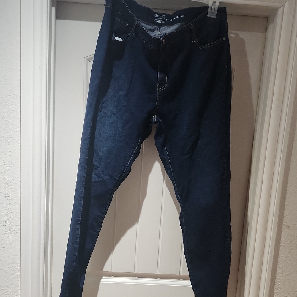 Indigo High Waist Skinny Jeans with Tapered Fit